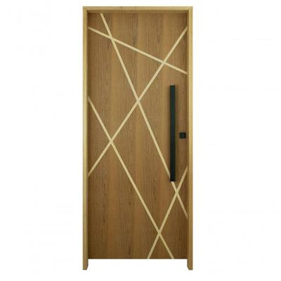 Kit Porta Madeira Agatha 82X210CM Batente 14CM com Puxador Imbuia Rodam Portas