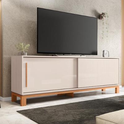 Bancada para Tv Átomo 65 179,4cm Mdp com Portas Deslizantes Offwhite e Freijo Gran Belo