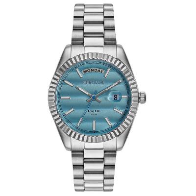 Relógio Feminino 77323L0SVNA2 Analógico Aço Inox Azul Séculus