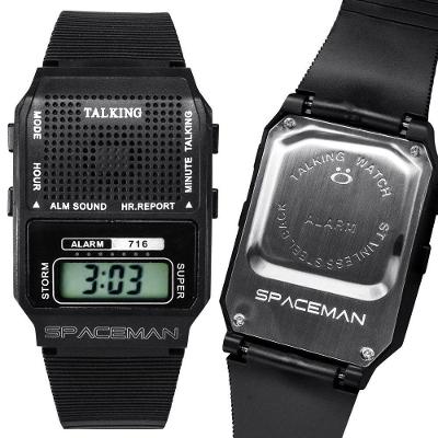 Relógio Digital Masculino Spaceman Alto-falante Deficiente Visual Preto Orizom