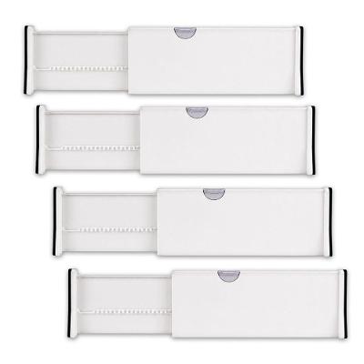 Kit 4 Separadores de Gaveta Ajustável Expansível 36CM a 53CM Branco AB Mídia