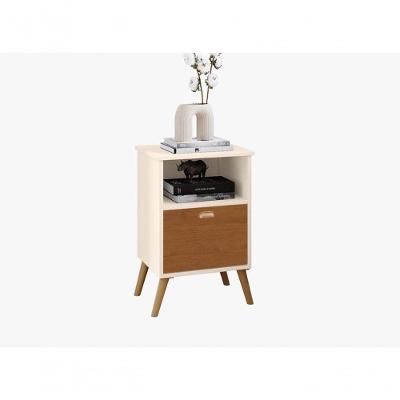 Mesa de Cabeceira Maragogi 1 Gaveta MDF-MDP Retrô Off White e Cinamomo Sal Movelaria