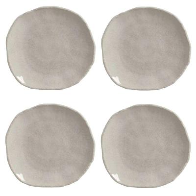 Conjunto de Pratos Rasos 4 Peças Orgânico Cerâmica Off White Porto Brasil