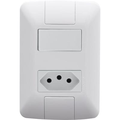 Conjunto Interruptor Simples 6A e Tomada 2P+T 10A Aria Branco Tramontina