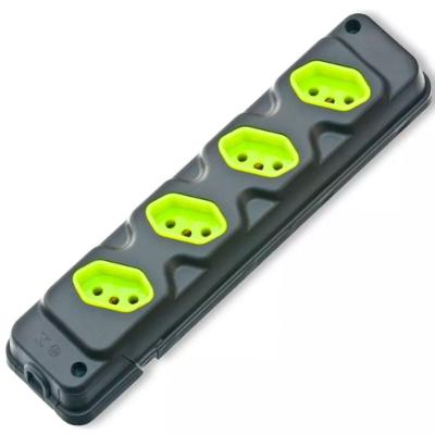 Tomada em Barra Robust 4T 2P+T 20A para Multiplos Aparelhos Preto com Verde Fiolux