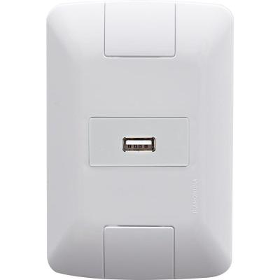 Conjunto de Tomada USB 4x2 Aria 1,5A Bivolt Branco Tramontina