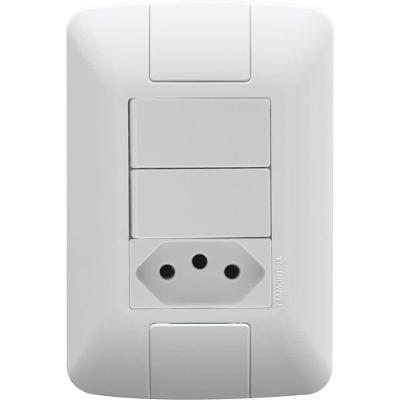 Conjunto 2 Interruptores e Tomada 2P+T Aria 250V Branco Tramontina