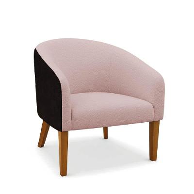 Poltrona Stella Decorativa Couro Sintético Bouclê Rosê D'Rossi