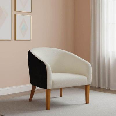 Poltrona Stella Decorativa Couro Sintético Bouclê Bege e Preto D'Rossi