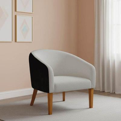 Poltrona Stella Decorativa Couro Sintético Bouclê Cinza Preto D'Rossi