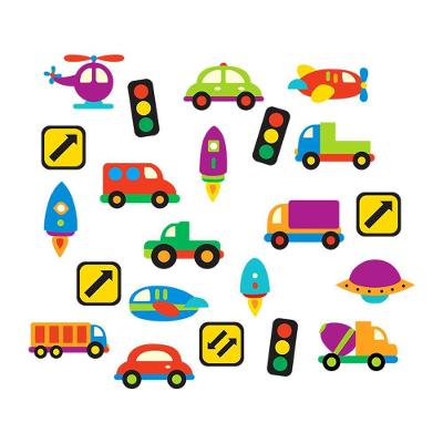 Kit Adesivo Infantil Carros Foguetes e Avião em Vinil Teu Adesivo