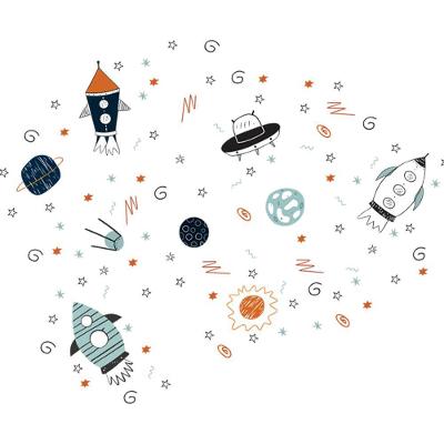Adesivo Parede Infantil Espaço Foguete Planetas Kit Vinil Teu Adesivo