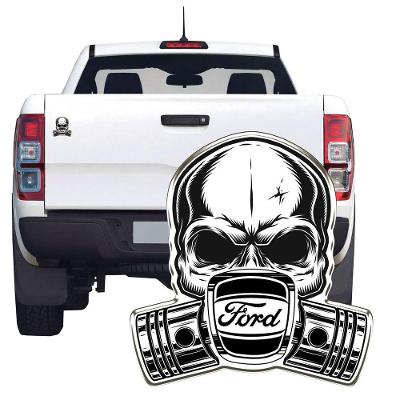 Adesivo Resinado Caveira Automotiva Ford Vinil Preto 8x7,6cm Tuning
