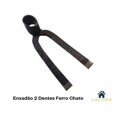 Enxadão 2 Dentes Ferro Chato sem Cabo Aço 45 Fundição Petrópolis