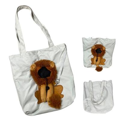 Bolsa de Transporte para Pets Braslu BSL3905 Estampa Leão Náilon Branco