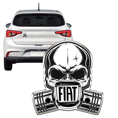 Adesivo Resinado Caveira Vinil Preto para Carro e Moto com Relevo Fiat