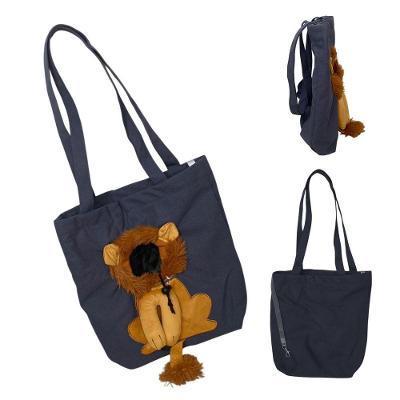 Bolsa de Transporte para Pets Braslu BSL3905 Estampa Leão Náilon Cinza