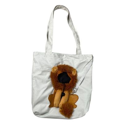 Bolsa de Transporte para Pets Braslu BSL3906 Estampa Leão Náilon Branco