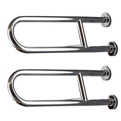 Kit 2 Barras de Apoio em U 45cm Aço Inox para Banheiro Idoso Gestante Inox