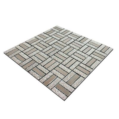 Pastilha Adesiva Decorativa BSL3853 de Vidro 30cm Prata Braslu
