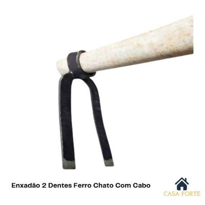 Enxadão 2 Dentes Ferro Chato com Cabo de Eucalipto Fundição Petrópolis
