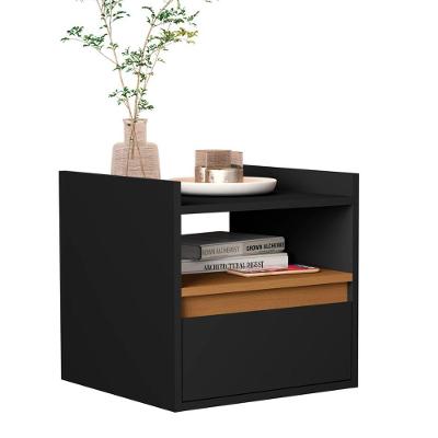 Mesa de Cabeceira Minerva em MDF-MDP Preto-cedro com Gavetas SAL Movelaria
