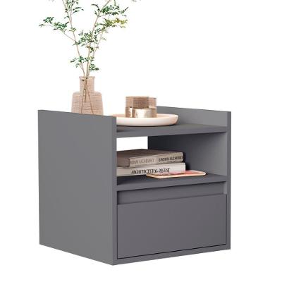 Mesa de Cabeceira Minerva com Gavetas Estilo Clássico Cinza Sal Movelaria