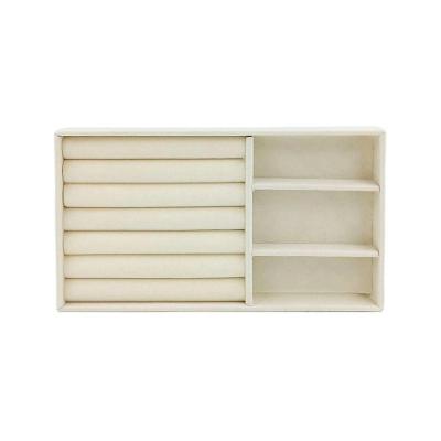 Caixa Organizadora para Jóias em Veludo 4 Compartimentos para Gavetas Cinza e Off-White Ke Home