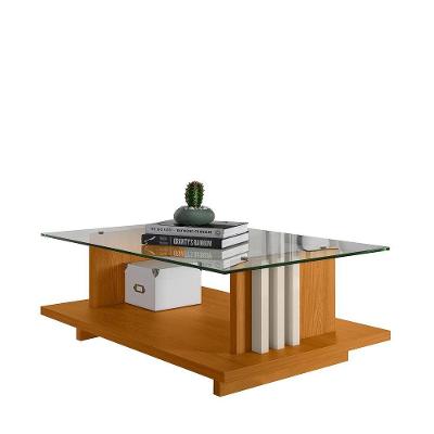 Mesa de Centro Frizz Retangular MDP 90cm Cinamomo-off White Madetec Móveis