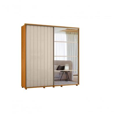 Guarda Roupa Casal Monet 1 Porta de Correr com Espelho 4 Gavetas Cinamomo-off White Madetec Móveis