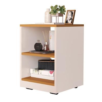 Mesa de Cabeceira Decore Off White e Cedro com Design Funcional Sal Movelaria
