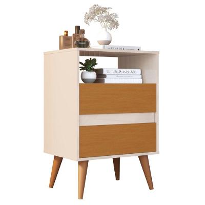 Mesa de Cabeceira Faraó 1 Gaveta MDF-MDP Retrô Off White e Cinamomo Sal Movelaria