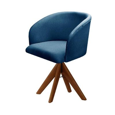 Poltrona Atenas Giratória Suede com Braços Linho Azul Bella Decor