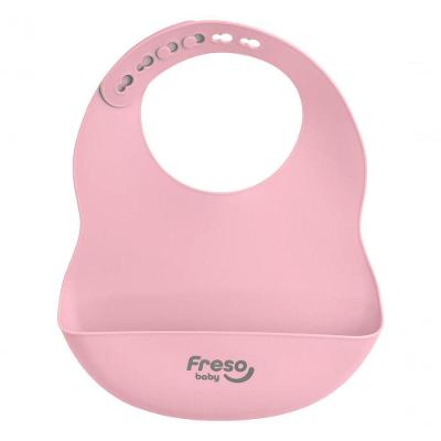 Freso Baby Babador Silicone Introdução Alimentar Blw Bolso Fecho Ajustável Livre De Bpa Rosa