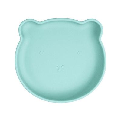Prato Alimentação Infantil Bebê Freso Baby Silicone Livre Bpa Ventosa Forte Blw Urso Verde