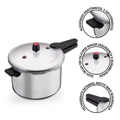 Panela de Pressao Aluminio 10L Fechamento Externo Cinza para Cozinhar Alimentos Nacional