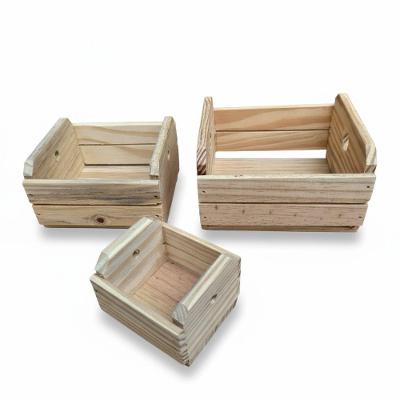 Kit Organizador 3 Caixotes de Madeira Pinus Acabamento Aparelhado 12x7