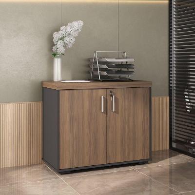 Balcão Tamburato 2 Portas 1 Prateleira MDP 90CM Nogal e Preto Artany