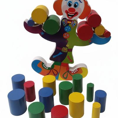 Brinquedo Educativo Palhaço Equilibrista MDF e Pinus 21 Peças Colorido