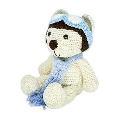 Amigurumi Urso Aviador Crochê 13cm Enchimento Artesanal