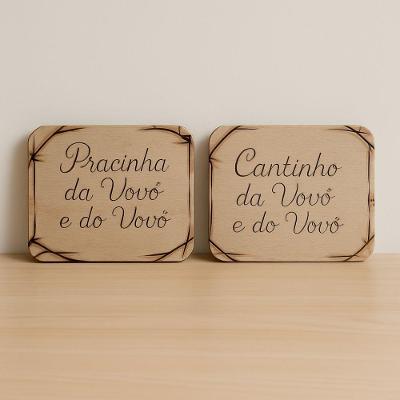 Placa Decorativa Madeira Pirografada Personalizável Avós Amadeirado Artesanal