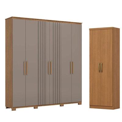 Guarda Roupa Casal Ávila D333 6 Portas 4 Gavetas Armário Margarida Nature Avelã Henn