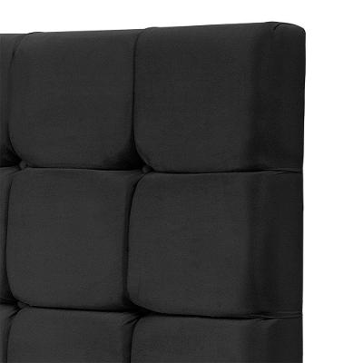 Cabeceira Queen Maia Estofada Box MDF Veludo Preto Villa Casa Decor