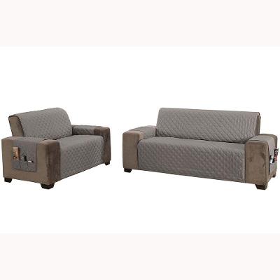 Kit Capas Protetoras de Sofá Classic Poliéster 2 e 3 Lugares Cinza MR Enxovais