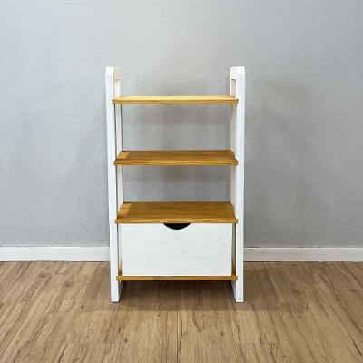 Aparador Linea Slim 4 Prateleiras 1 Gaveta Pinus 54CM Nozes e Branco