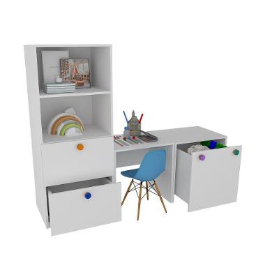 Kit Armário Gaveteiro Mesa Cadeira Baú Rubi MDF Woodcore