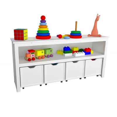 Organizador Infantil com Baús Amy 2 Portas 2 Gavetas MDF 132cm Branco Woodcore