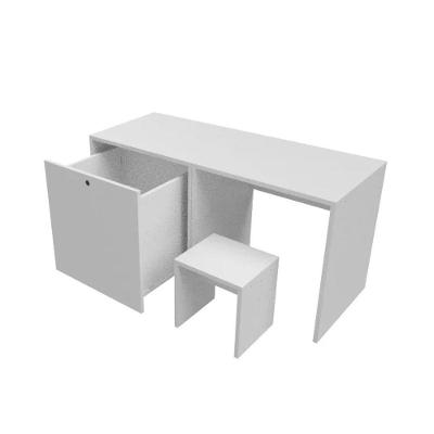 Escrivaninha Infantil com Baú Organizador 2 Portas MDF 100cm Branco Woodcore