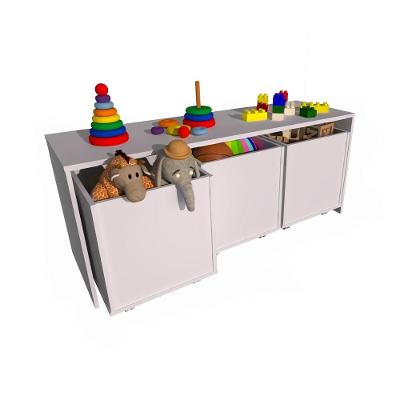 Mesa Rack com Baús Organizadores MDF 15MM 120CM Branco Woodcore