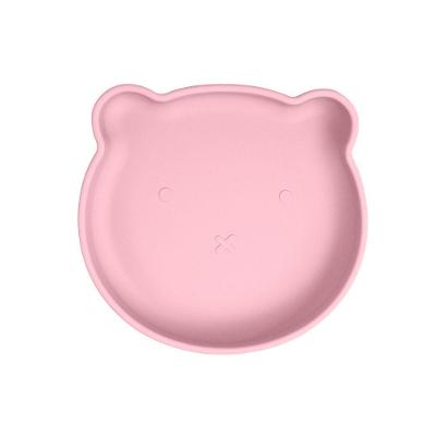 Prato de Silicone Infantil com Ventosa Urso Livre Bpa para Blw Rosa Freso